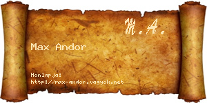 Max Andor névjegykártya